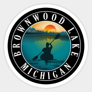 Brownwood Lake Kayaking Michigan Sunset Sticker